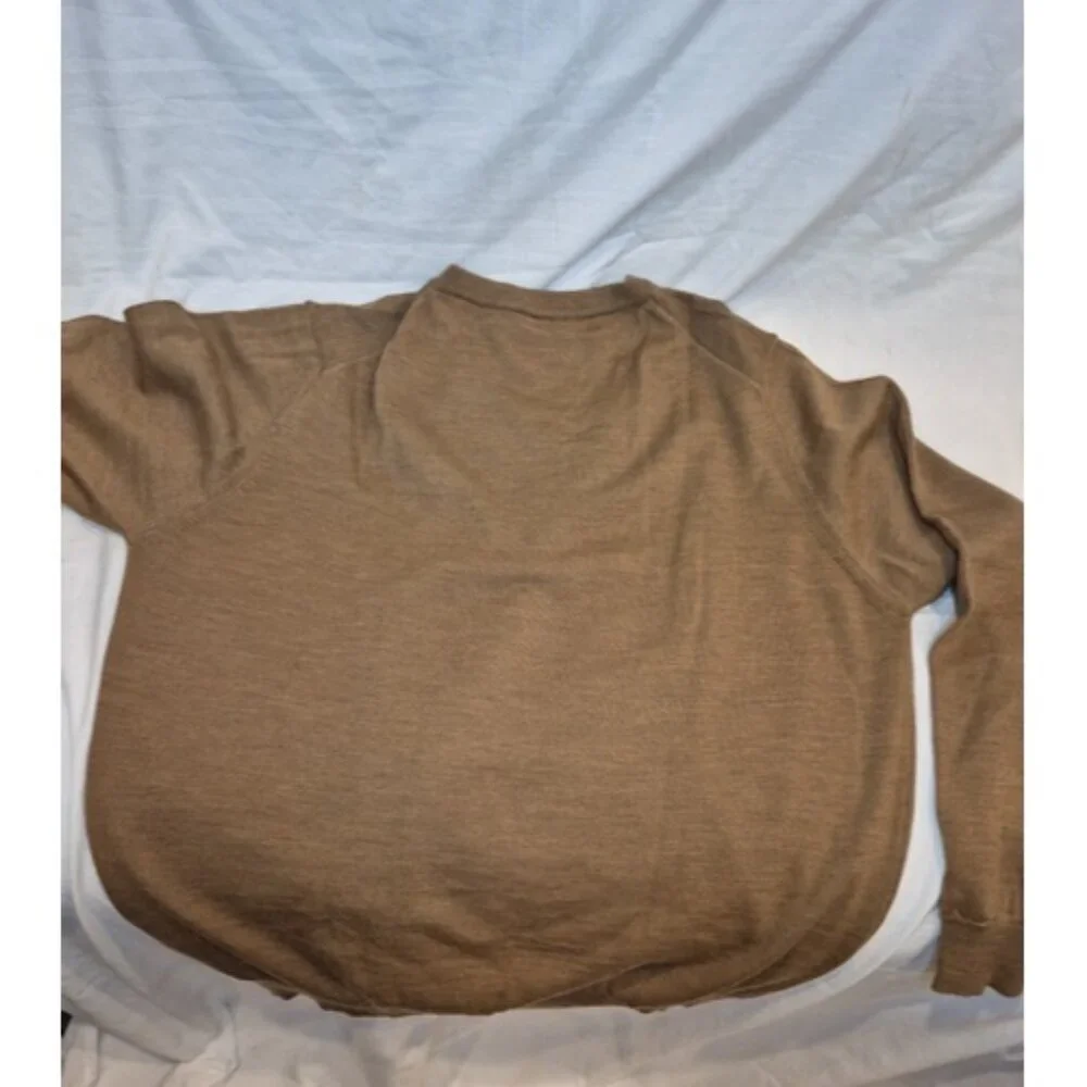 Toscano Italy Sweater Men's M 100% Merino Wool Brown Neutral Italian Pullover - Picture 3 of 3